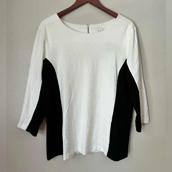Chico's Tops - Chicos | Black and white colorblock Celia blouse size 2 (L/12)